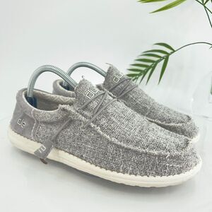 Hey Dude Wally Funk Gray Men's Size 9 Tweed Dove Comfortable Lightweight Slip On